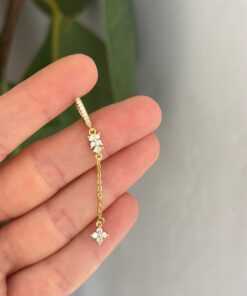 Flowy Gold Halka  tekli küpe