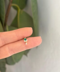 Yeşil Detay Gold Çelik Piercing