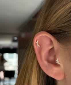 Taç Model Taşlı Çelik Piercing