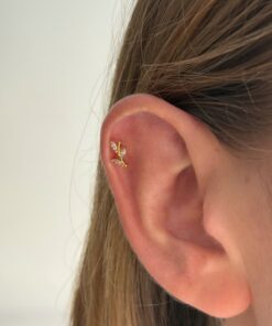 Taşlı Yaprak Dalı Çelik Piercing