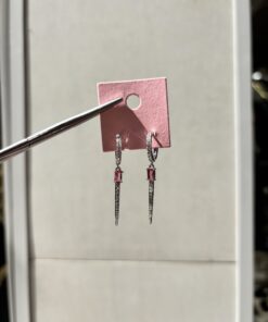 Pembe Taşlı Sallantılı Küpe