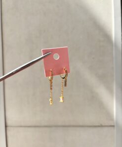 Sallantılı Gold Halka Küpe