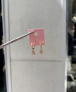 Gold Taşlı Halka Küpe