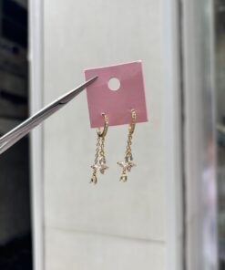 Kelebekli Gold Sallantılı Küpe