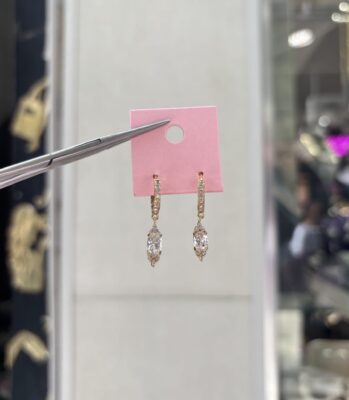 Taşlık Gold Halka Küpe