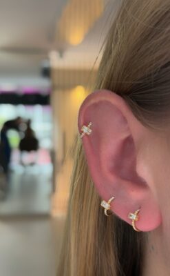 Baget Taşlı Halka Piercing