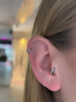Taşlı İkili Halka Piercing
