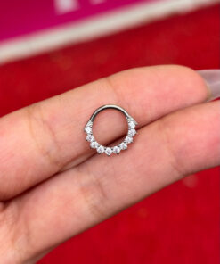 Yuvarlak Taşlı Daith Piercing - Silver