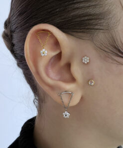 Çiçek Model Sallanıtılı Hidden Helix Piercing