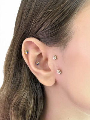 Çok Renkli Çiçek Model Titanyum Piercing