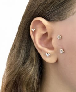 Full Taşlı Kalp Model Titanyum Piercing