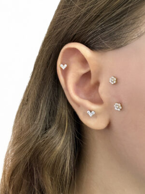 Full Taşlı Kalp Model Titanyum Piercing