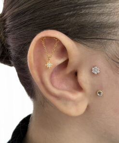 Kutup Yıldızı Sallanıtılı Titanyum Hidden Helix Piercing