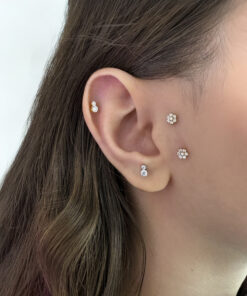 Çift Taşlı Model Titanyum Piercing