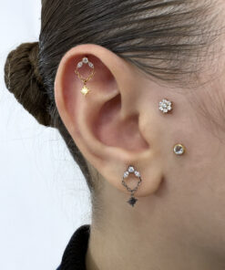 Kutup Yıldızı Sallanıtılı Titanyum Hidden Helix Piercing
