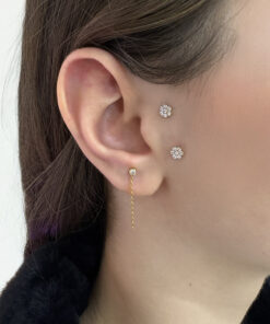 Tek Taşlı Zincirli Model Titanyum Piercing