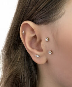 Mini Üç Taşı Model Titanyum Piercing