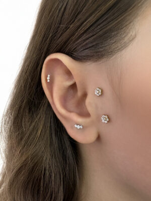 Mini Üç Taşı Model Titanyum Piercing