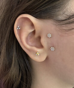 Üç Taş Modelli Titanyum Piercing