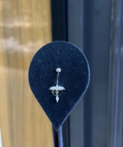 Taş Sallantılı Kanat Silver Çelik Göbek Piercing