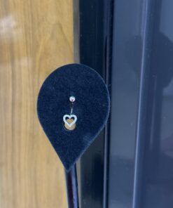 Taşlı Kalpli Silver Çelik Göbek Piercing - silver