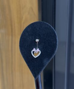 Pembe Kurdeleli Kalp Silver Çelik Göbek Piercing