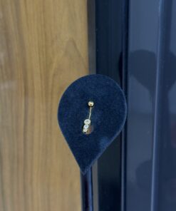 Üç Taşlı Gold Çelik Göbek Piercing
