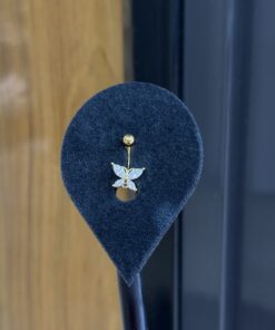 Zirkon Taşlı Kelebek Gold Çelik Göbek Piercing