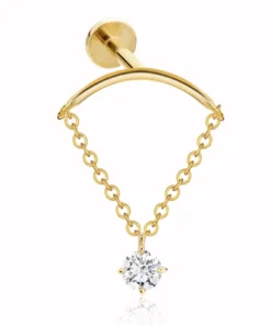 Taşlı Sallantılı Hidden Helix Gold Titanyum Piercing