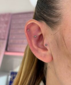 Mini Kalp Gold Titanyum Piercing - silver