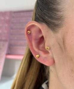 Dökümlü Kalp Gold Titanyum Piercing