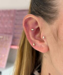 Damla Beyaz Taş Gold Titanyum Piercing