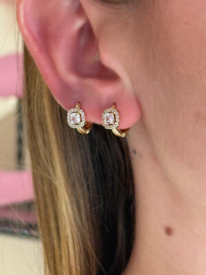 Çerçeveli Tektaş Küpe