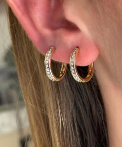 Gold Detaylı Taşlı Küpe