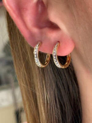 Gold Detaylı Taşlı Küpe