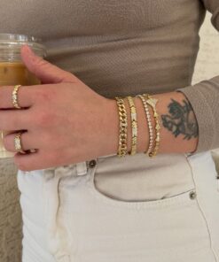 Taşlı Gold Çelik Bileklik