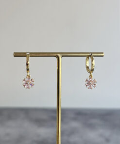 Pembe Çiçek Sallantılı Küpe