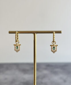 Yeşil Detaylı Vintage Sallantılı Küpe