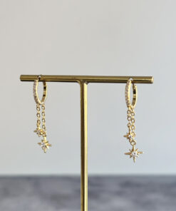 Çift Sıra Kutup Yıldızı Sallantılı Küpe