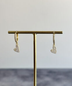 Full Taşlı Kalp Sallantılı Küpe