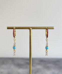 Pembe Mavi Sallantılı Küpe