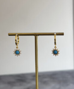 Mavi taşlı Vintage Sallantılı Küpe