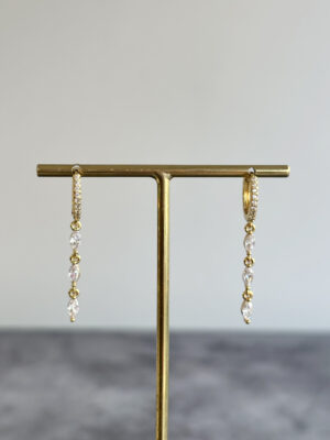 3 Damla Taşlı Sallantılı Küpe