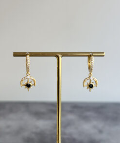 Ay Siyah Detaylı Sallantılı Küpe