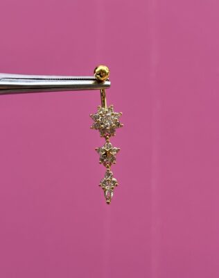 Yıldız Çiçeği Sallantılı Göbek Piercing