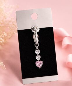 Sıkıştırmalı Pink Heart Göbek Piercing