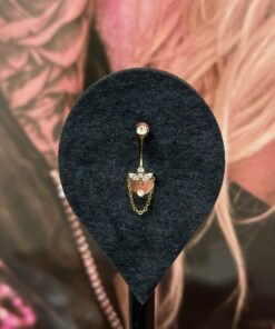 Markiz taşlı sallantılı titanyum göbek piercing