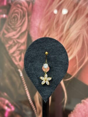 Çiçek sallantılı titanyum göbek piercing