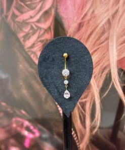 Damla sarkıntılı taşlı titanyum göbek piercing