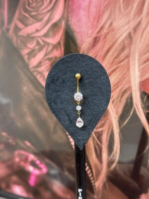 Damla sarkıntılı taşlı titanyum göbek piercing